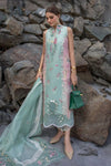 Mint & Baby Pink: Embroidered Lawn Suit With Organza Dupatta | Ready To Wear