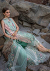 Mint & Baby Pink: Embroidered Lawn Suit With Organza Dupatta | Ready To Wear
