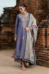 03-Piece Embroidered Lavender Elegance Raw Silk Ensemble - Ready To Wear