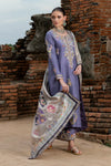 03-Piece Embroidered Lavender Elegance Raw Silk Ensemble - Ready To Wear