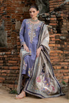 03-Piece Embroidered Lavender Elegance Raw Silk Ensemble - Ready To Wear