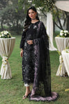 Noir & Soft Violet: Embroidered Lawn Suit With Printed Chiffon Dupatta | Ready To Wear