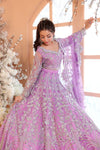 Pastel Lilac & Sparkling Silver: Embroidered Net Bridal Lenge Choli | Ready To Wear