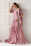 Dusty Rose & Silver Sparkle: Embroidered Chiffon Ghararah SUit | Ready To Wear