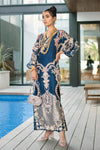 Midnight Blue Embroidered Organza Ensemble - Ready To Wear