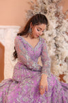 Pastel Lilac & Sparkling Silver: Embroidered Net Bridal Lenge Choli | Ready To Wear
