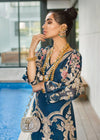 Midnight Blue Embroidered Organza Ensemble - Ready To Wear