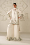 Moonlight Ivory: Embroidered Chiffon Suit | Ready To Wear