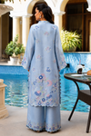 Kaftan Style 3-Piece Suit | Shamooz Silk Shirt & Trouser with Organza Dupatta