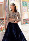 Royal Blue Embellished Organza Choli with Velvet Lehenga