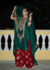 03-Piece Raw Silk Suit With Embroidery - Ready To Wear