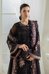 Jet Black & Blush Pink Luxury Embroidered Chiffon Suit | Ready to Wear