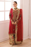 Bridal Red Embroidered Chiffon Suit With Organza Dupatta | Ready To Wear