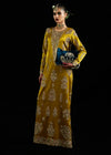 Mustard Hand-Embellished Satin Silk Long Shirt - Ready To Wear