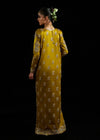 Mustard Hand-Embellished Satin Silk Long Shirt - Ready To Wear