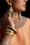 03-Piece Peach Raw Silk Ensemble with Organza Dupatta - Ready To Wear