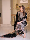 Black Velvet Embroidered Wedding Suit with Velvet Shawl | Ready to Wear