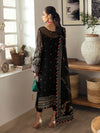 Pitch Black & Metallic Gold: Embroidered Chiffon Suit | Ready To Wear