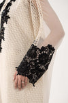 Cream Ivory Chiffon Suit With Jet Black Embroidery | Ready To Wear