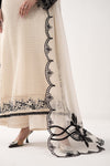 Cream Ivory Chiffon Suit With Jet Black Embroidery | Ready To Wear