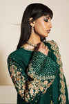 Emerald Green Raw Silk Embroidered 3-Piece Suit With Organza Dupatta | Ready To Wear