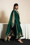 Emerald Green Raw Silk Embroidered 3-Piece Suit With Organza Dupatta | Ready To Wear