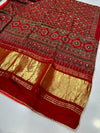 Pure Gujji silk Ajrak And Chunri Hand work Full Size Dupatta With Paltawa