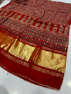 Pure Gujji silk Ajrak And Chunri Hand work Full Size Dupatta With Paltawa