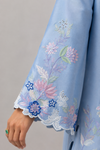Kaftan Style 3-Piece Suit | Shamooz Silk Shirt & Trouser with Organza Dupatta