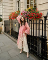 Rose Pink & Ivory: Embroidered Sheesha Silk Suit | Ready To Wear