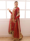 Bridal Red Embroidered Chiffon Suit With Organza Dupatta | Ready To Wear