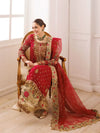 Bridal Red Embroidered Chiffon Suit With Organza Dupatta | Ready To Wear