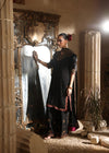 Onyx Black & Metallic Gold: Embroidered Chiffon Suit | Ready To Wear