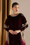 Wine Maroon & Champagne: Embroidered Velvet Suit | Ready To Wear